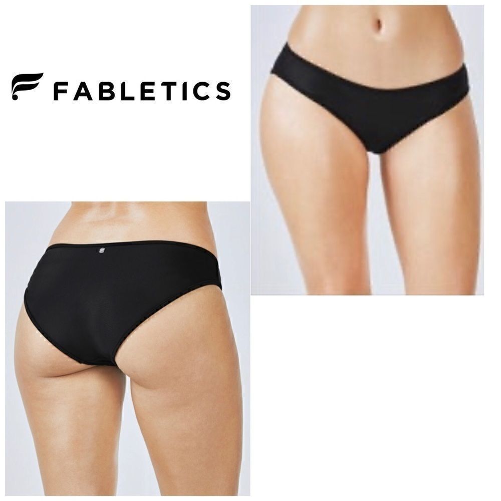 Fabletics black bikini bottoms. Runs big. NWT